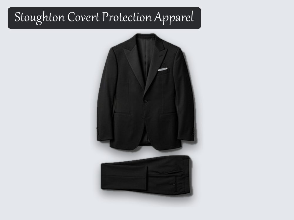 Stab-resistant suit, black with pocket square